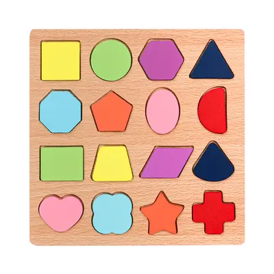 Wooden Educational Toy Board with Numbers, Shapes and Letters, Blocks for Babies - 9