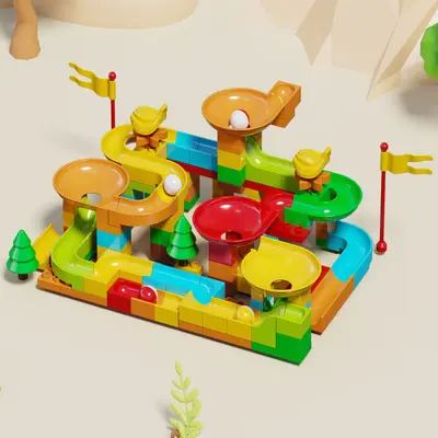 Building Block Set with Slide Track and Marble Run, Ages 3-6 - 10