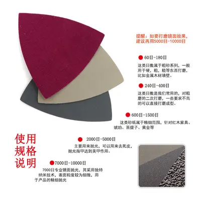 996A Triangular Wet Sanding Paper 90x90x90 mm, Flocked Back