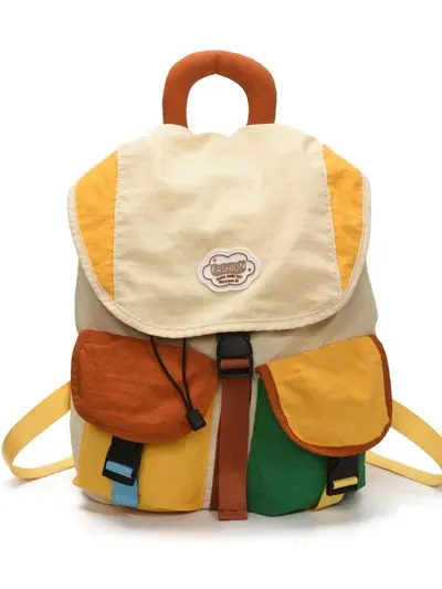 Korean-Style Women's Backpack, Drawstring, Lightweight, Colour-Block - 6