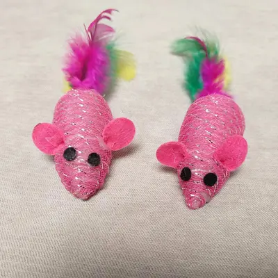 工厂批发线管老鼠宠物猫咪自嗨玩具配件娱乐猫玩具猫抓羽毛小老鼠