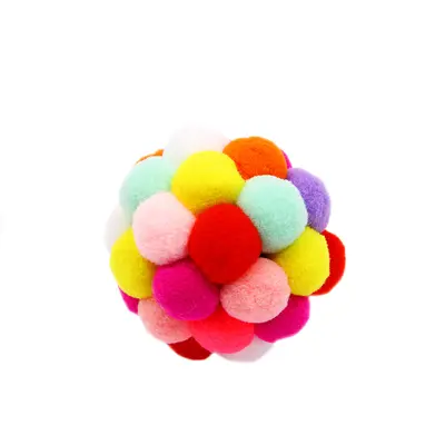 DIY Peluş Kedi Oyuncağı, Renkli Çanlı Top - 2