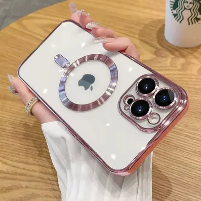 iPhone 18 Pro Max Elektrokaplama CD Desenli Kılıf, MagSafe Uyumlu