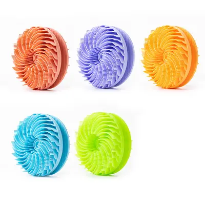 Home silicone bathroom brush bath brush massage detoxifying shampoo brush soft hair peeling cleansing cute face washing brush - 7