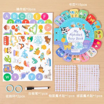 Children's English Quiet Book with Stickers and Alphabet Learning - 7
