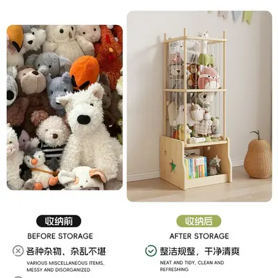 Wooden Toy Storage Rack for Children and Kindergarten - 3
