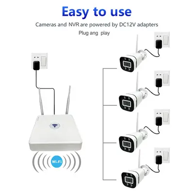 Tuya graffiti wifi paketi kablosuz akıllı 2 milyon yüksek çözünürlüklü 4 yönlü NVR paketi ağ gözetim kamerası