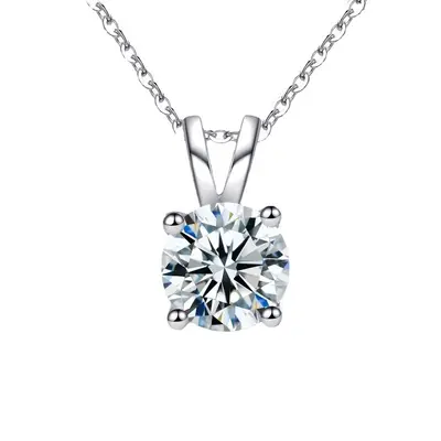 S925 gümüş moissanite kolye, dört pençeli tasarım, çıkıltı zinciri - 12