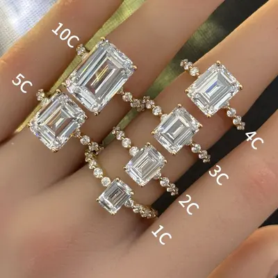 Moissanit-Ring 1-5 Karat, S925 Sterlingsilber, 18K vergoldet