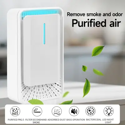 Negative ion air purifier, smart sterilization, smoke removal, odor elimination, plug and play model for home office with rapid PM2.5 filtration
