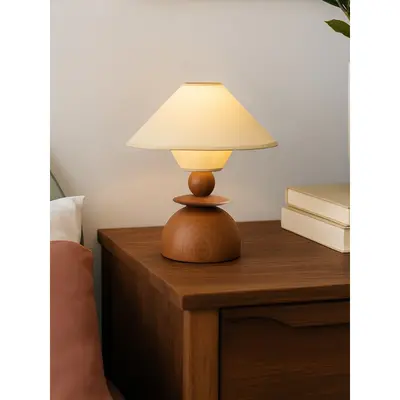 Vintage French-Style Solid Wood Table Lamp, Bedside Lamp