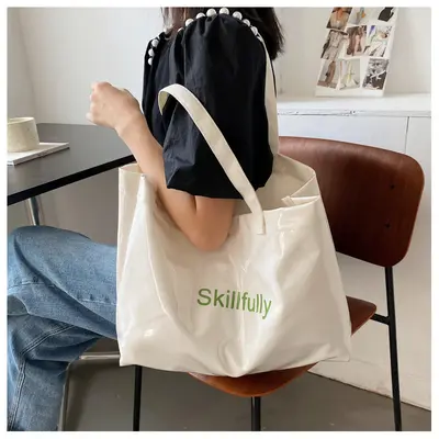 Transparent Jelly Canvas Tote Bag, Large Capacity Women's Single-Shoulder Bag - 6
