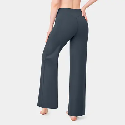 Damen Yogahose mit weitem Bein, hoher Bund, Po-Lifting, nahtlos - 12
