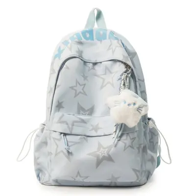 Large Capacity Lightweight Star Print Student Backpack - 10