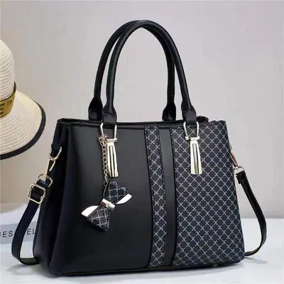 Bow Printed Large Women's Shoulder Bag - 1