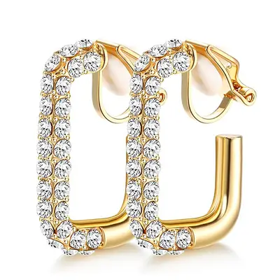 Geometric Painless Hollow Ear Clips, Non-Piercing Alloy Earrings