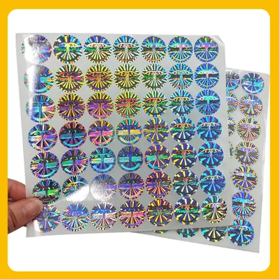 3D Holographic Anti-Counterfeit Label, Transparent Bottle Sticker, Self-Adhesive