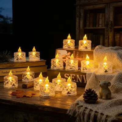 LED dijital mum ışığı gül çayı mumu şeffaf kristal gece lambası evlilik teklifi atmosfer ışığı LED dijital mum - 4