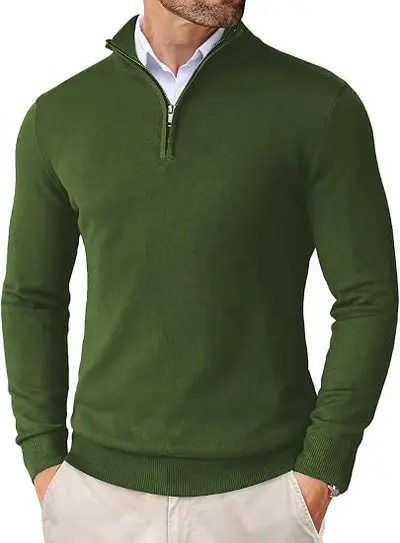 Herren Halbreißverschluss-Strickpullover, Slim Fit, dünne Basisschicht - 9
