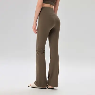 Women's Nylon 66 Flared Yoga Pants with Lycra and High Waist - 9