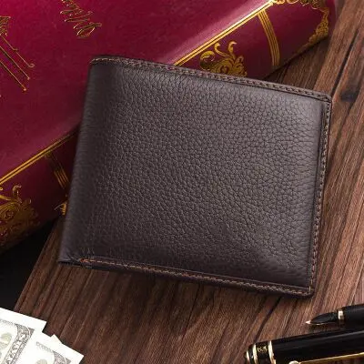 Echte kurze Herrenbrieftasche, ultradünn, quer, aus Leder - 3