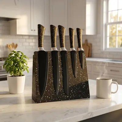 Magnetic Knife Block Stainless Steel Kitchen Knife Set 6-Piece Set with Knife Holder Household Stainless Steel Knife Set