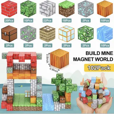 Minecraft-Magnetbausteine-Set, magnetische Bausteine - 13