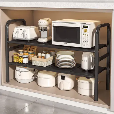 Japanese and Korean style popular under-sink telescopic storage shelf cabinet tiered storage rack sink kitchen storage organizer