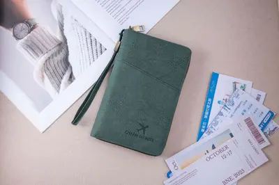 跨境新款RFID防磁护照包长款拉链护照夹多功能旅行机票收纳证件包 - 11