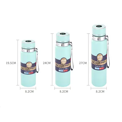 Large Capacity 316 Stainless Steel Temperature Display Insulated Cup Outdoor Portable Sports Water Bottle Car-Mounted Fashionable Insulated Cup with Carry Rope