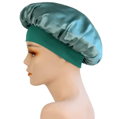 Women's Satin Chemo Sleep Cap, Wide-Brim Stretch Knit Hat - 10