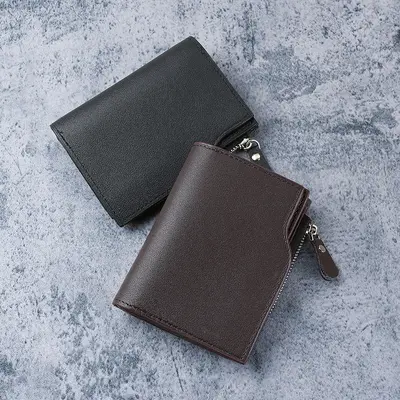 Men's Short Business Wallet with Zipper Compartment and Multiple Card Slots - 4