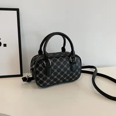 Retro Women's Small Square Bag with Textured Finish - 6