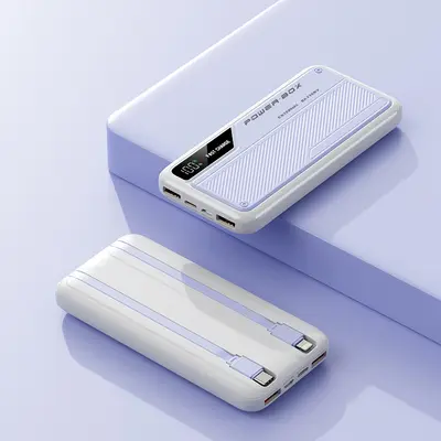 Wholesale Powerbank 20000mAh Ultra-Schnellladung tragbar mit integriertem Kabel Mobile Power Geschenkdruck Logo - 7