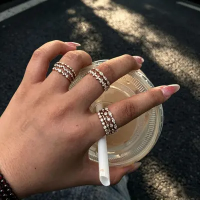S925 Silber 18K vergoldeter Moissanit-Stapelring für Damen