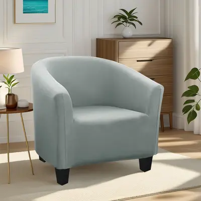 Cross-border new waterproof milk silk one-piece bathtub sofa cover stretch knit solid color single sofa cover SHEIN - 7