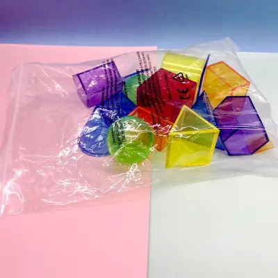 Şeffaf yapı blokları 10 cm, 3D geometrik şekiller, erken eğitim - 6