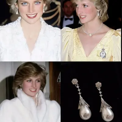 Diana Princess Perlenohrringe, Wassertropfen-Design - 3