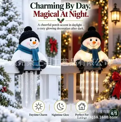 Winter Glow Snowman Icicle Light Decoration, Warm Light