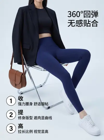 跨境高弹塑形瑜伽裤女士运动健身不卷边打底裤高腰收腹提臀鲨鱼裤