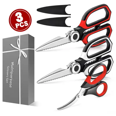Kitchen Scissors 3-Piece Set, Seafood and Shrimp Deveining Scissors - 9