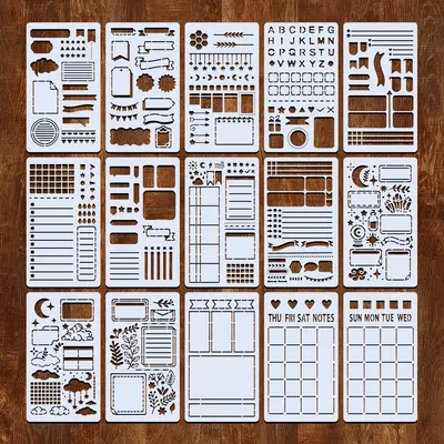 Bullet Journal Şablon Seti, 15 Adet, 4 x 7 inç