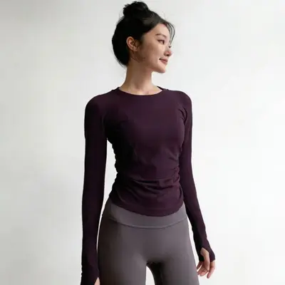 Damen-Yogashirt, langarm, Rundhals, hochelastisch - 10