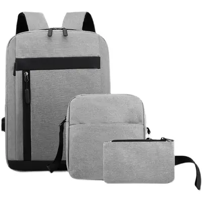 Large Capacity Men's Backpack, Solid Color, with USB Port - 5