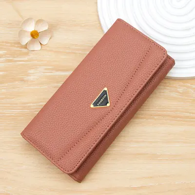 Women's Long Wallet, Lychee Pattern, Bi-Fold, Large Capacity with Coin Pocket - 10