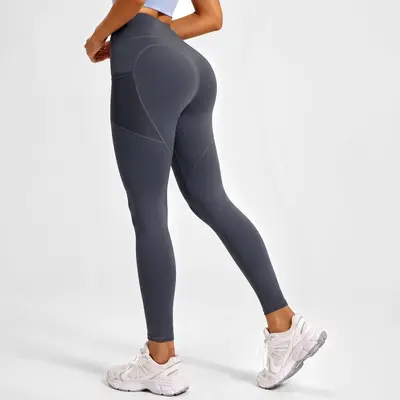 Juyitang Outer-Wear Peach Butt Thin Style Running Lift Hip Sports Fitness Tight Mesh Side Pocket Yoga Pants - 8