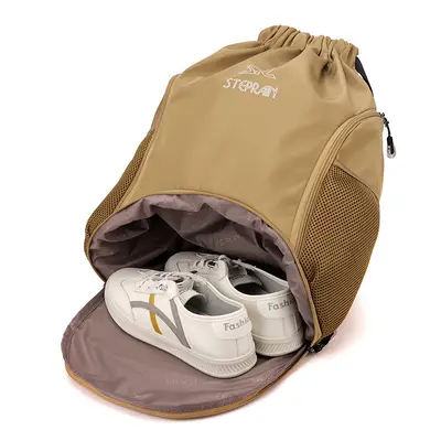 Waterproof Sports Bag with Separate Shoe Compartment and Drawstring Backpack - 4