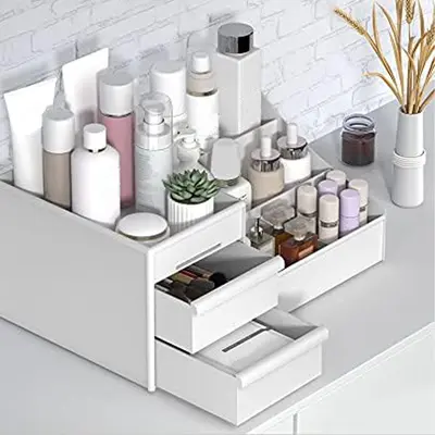 Desktop Storage Box Cosmetics Organizer Vanity Shelf (FBA Compatible) Dorm Skincare Organizer