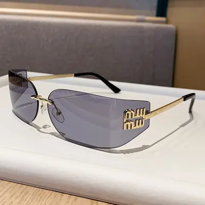 Frameless Metal Narrow Frame Retro Sunglasses for Women - 8