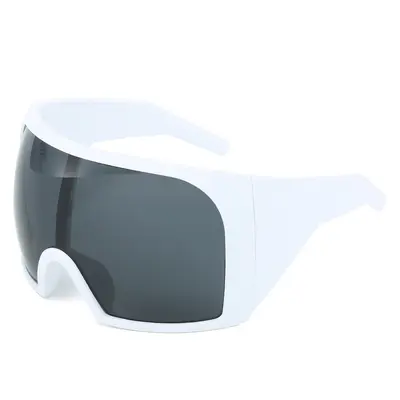 Large-Frame Wraparound Sunglasses for Women and Men, Futuristic One-Piece Shield - 2
